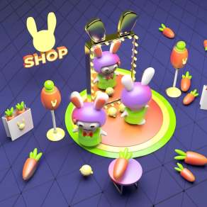 现代卡通兔子美陈3D模型下载